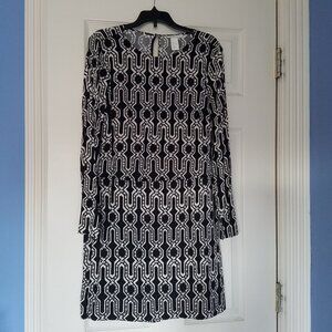 H&M Black and White Long Sleeve Print Dress